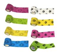 Pet Vet Wrap Self Adhesive Bandage, 8 Roll Self Adherent Bandage for Dogs, Self Adherent Cohesive Bandages for Pets, for Wrist Ankle Sprains & Swelling, Multicolor, 2.5CM*4.5M