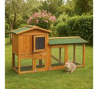 Pet Vida Rabbit Elevated Hutch | Wooden | Space-Saving Two Tier Pet Run | 86H x 135W x 43D cm | Easy Assembly | Indoor or Outdoor Home for Guinea Pig, Bunny, Quails