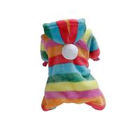 Pet Warm Clothes Winter Nightgown Warm Hoodies Children's Pajamas Fleece Dog Coat Puppy Outfit Rainbow Dog Costume Warm (A S)