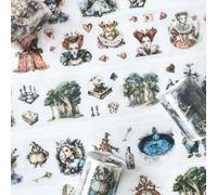 PET Washi Tape Scrapbook Accessories Set,Ta Merry Scrapbooking Sticker 3 Rolls PET Alice Themed Aesthetic Scrapbook Sticker Decorative for Bullet Journal,Photo Album(Alice 2)