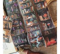 PET Washi Tape Scrapbook Accessories, Ta Merry Scrapbooking Stickers, 3 Rolls PET Magic Bookcase Aesthetic Sticker Decorative for Bullet Journal Stickers, Journaling Accessories (Book Cabinet 2)