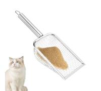 Pet Waste Shovel - Wide Mesh Digger, Durable Cleanup Spade, Lightweight Sifting Tool | Polished Aluminum Frame Structure, Easy Grip Curved Holding Bar Ideal For Multi Pet Cleaning Supplies