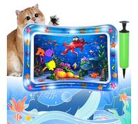 Pet Water Bed for Dogs, Cooling Mat for Dogs/Cat, Water Sensory Playmat with Fish for pet Play, Thickened Inflatable Pet Cat WaterBed Cushion with Inflatable Tube (B, Round)