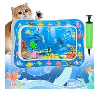 Pet Water Bed for Dogs, Cooling Mat for Dogs/Cat, Water Sensory Playmat with Fish for pet Play, Thickened Inflatable Pet Cat WaterBed Cushion with Inflatable Tube (B, Round)