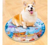 Pet Water Bed Mat Cool Summer Pad for Cats Dogs Easy Clean Fun Cool，100cm Round Shark (Air Pump Included)