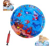 Pet Water Bed, Thickened Water Sensory Play Mat for Cats Dog, Pet Bed for Dogs, Washable Inflatable Playmat, Summer Cooling Sensory Play Pad with Inflator, Anti-Scratch (Large round-A)