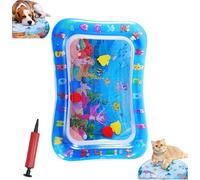 Pet Water Bed, Thickened Water Sensory Play Mat for Cats Dog, Pet Bed for Dogs, Washable Inflatable Playmat, Summer Cooling Sensory Play Pad with Inflator, Anti-Scratch (Square-C)