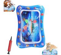 Pet Water Bed, Thickened Water Sensory Play Mat for Cats Dog, Pet Bed for Dogs, Washable Inflatable Playmat, Summer Cooling Sensory Play Pad with Inflator, Anti-Scratch (Square-D)