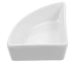 PET Water Bowl Ceramic Triangular for Small Animal Cages | White Smooth Surface, Corner-saving Fit, , for Chinchillas and Sugar Gliders in Travel Carriers
