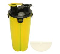Pet Water Cup Portable Travel Drinking Feeder, Lightweight Plastic, 23x11cm - Dual Purpose Design, Leak - Proof Seal, Ideal for Dogs and Cats Outdoors (Yellow water grain single cup)