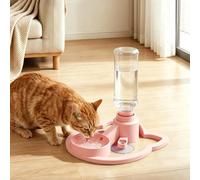 Pet Water Dispenser, Gravity-Fed, No Filter, Pink,11.5 oz Bottle | Filter-free, power-free gravity dispenser with an included 11.5 fl oz bottle and suction-cup base for smooth floors.
