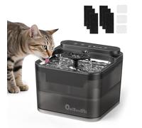 Pet Water Fountain for Cat and Dog - Rechargeable Battery Operated Automatic Water Dispenser 3L with Steel Dish and Replacement Filter - Quiet Wireless Auto Kitty Drinking Fountain
