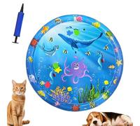 Pet Water Play Mat, Ocean Breeze Splashland for Cats, Cat Water Mat, Inflatable Sensory Pad with Fish Toys, Pvc Cooling Mat for Summer Heat, Interactive Toy for Indoor & Outdoor Use (B-100, 100cm)