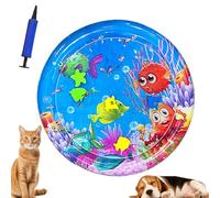 Pet Water Play Mat, Ocean Breeze Splashland for Cats, Cat Water Mat, Inflatable Sensory Pad with Fish Toys, Pvc Cooling Mat for Summer Heat, Interactive Toy for Indoor & Outdoor Use (D-65, 65cm)