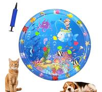 Pet Water Play Mat, Ocean Splashland for Cats, Cat Water Mat, Inflatable Sensory Pad with Fish Toys, Pvc Cooling Mat for Summer Heat, Interactive Toy for Indoor & Outdoor Use (C-100, 100cm)