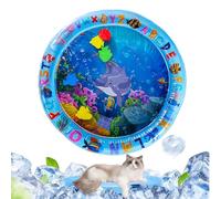 Pet Water Play Mat - Safe Inflatable PVC Cooling Pad, 65x65x8cm Floating Fish Sensory Toy, Scratch Resistant Summer Bed | Interactive Enrichment Activity Center For Indoor Kitten Puppy Entertainment