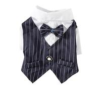 Pet Wedding Suit with Bow Decor, Striped Breathable Dog Cat Shirt, Fashionable Polyester Pet Suit for Spring Summer, Perfect for Weddings and Special Occasions (XS)