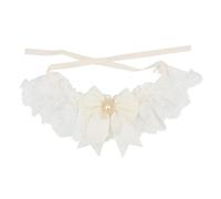 Pet Wedding Supplies Imitation Diamond Artificial Pearl Lace Bow Pet Collar Princess Cat Necklace Tie For Pug Chihuahua,WHITE,M