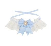Pet Wedding Supplies Imitation Diamond Artificial Pearl Lace Bow Pet Collar Princess Cat Necklace Tie For Pug Chihuahua,blue,M