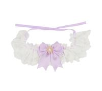 Pet Wedding Supplies Imitation Diamond Artificial Pearl Lace Bow Pet Collar Princess Cat Necklace Tie For Pug Chihuahua,PURPLE,L