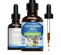 Pet Wellbeing Itch Support Gold for Cats - Occasional Itching, Scratching, and Hot Spots, Environmental and Seasonal Allergies, Dong Quai - Veterinarian-Formulated Herbal Supplement 2 oz (59 ml)