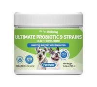 Pet Wellbeing Ultimate Probiotic 9 Strains with Prebiotics for Dogs - Supports the Gut Microbiome and Digestion, Immune System Care, Urinary Tract Health, FOS, 2.5 billion CFU - 5.64 oz (160 g) Powder
