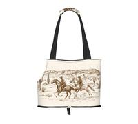 Pet-West Desert Cactus With Cowboys Riding Horses print portable bag, lightweight and breathable, suitable for taking small pets out.