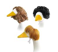 Pet Wig Big Goose Headwear Combination Funny Cute Short Wave Explosive Head Wave Porch Goose Wigs Garden Yard Decor Porch Goose Outfits(Biggoosewigsettypeb[16 * 18 * 3cm129g])
