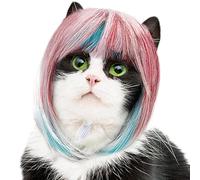 Pet Wig Costumes - Cosplay Cat Funny Wig Trimmer | Made for Halloween, Christmas, making your cat friends charming and cute, this croppable cat role-play wig is designed in playful blue pink color