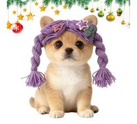 Pet Wig, Cute Soft Braid Headwear, Dog Headwear Cosplay Cat Decoration, For All Breeds Puppy Kitten Photoshoot Home Role Play Halloween Christmas Party A
