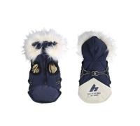 Pet Winter Coat With Hood, Fleece Plush Jacket For Dogs & Cats, Warm Hooded Vest For Cold Weather(Black,L)