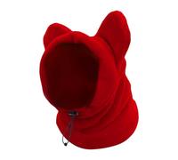 Pet Winter Ear Muffs Hat,Fleece Hat Hoodie Headwear Windproof Ear Wrap Dog Snood Head Wrap for Dogs Pets Outdroor, Red XL