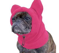Pet Winter Warm Calming Ear Muffs Hat,Dog Quiet Snood Ear Cover Fleece Hat,Adjustable Pet Windproof Head Wrap for Small Medium Large Dog_M(Pink)