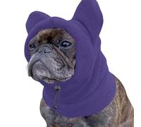 Pet Winter Warm Calming Ear Muffs Hat,Dog Quiet Snood Ear Cover Fleece Hat,Adjustable Pet Windproof Head Wrap for Small Medium Large Dog_S(Purple)