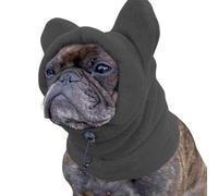 Pet Winter Warm Calming Ear Muffs Hat,Dog Quiet Snood Ear Cover Fleece Hat,Adjustable Pet Windproof Head Wrap for Small Medium Large Dog_S(Dark Gray)