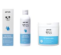 pet wiz Dental Water Additive & Dental Finger Wipes - Twin Pack - Plaque Remover, Treatment for Gums & Tartar, Promotes Fresh Breath