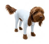 Pet Wiz Lightweight Four-Leg Dog Suit, Stretch-Fit Walking Coverall, Helps Reduce Grass Seeds, Mud, Pollen & Debris in the Coat, Harness Compatible (Mist, L)