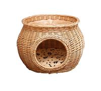 Pet Wo Vine Summer Hand-Woven Summer Nest Small Dog Kennel Pet Nest Pet Supplies Pad Can Wash Four Seasons Less Than 20 Pounds Pet (S)