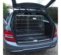 Pet World 34in Car Dog Crate Compatible with the Mercedes C Class | Zinc-Coated Steel, Emergency Escape Hatch, Folds Flat, Comfort Mat Included, Sliding Door, Easy Assembly