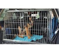 Pet World 38 in Car Dog Crate Compatible with Land Rover Freelander 2 | Emergency Escape Hatch, Folds Flat, Comfort Mat Included, Sliding Door, Easy Assembly
