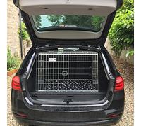 Pet World Large 36" Sloped Car Dog Crate - Compatible with BMW 3 Series - UK Designed, Steel Travel Cage - Emergency Escape Hatch - Folds Flat - Free Comfort Mat - Easy Assembly