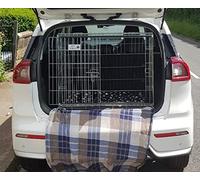 Pet World Large 36" Sloped Car Dog Crate - Compatible with Kia Rio - UK Designed, Steel Travel Cage - Emergency Escape Hatch - Folds Flat - Free Comfort Mat - Easy Assembly