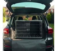 Pet World Large 36" Sloped Car Dog Crate - Compatible with VW Tiguan 2007-2017 - UK Designed, Steel Travel Cage - Emergency Escape Hatch - Folds Flat - Free Comfort Mat - Easy Assembly