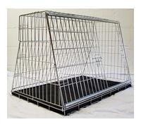 Pet World Large 36" Sloped Car Dog Crate - Perfect for Hatchback, Estate & 4x4 Boots - UK Designed, Steel Travel Cage - Emergency Escape Hatch - Folds Flat - Free Comfort Mat - Easy Assembly