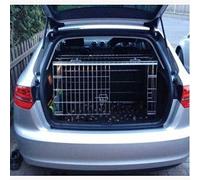 Pet World Medium 34" Sloped Car Dog Crate - Compatible with Audi A3 - UK Designed, Steel Travel Cage - Emergency Escape Hatch - Folds Flat - Free Comfort Mat - Easy Assembly