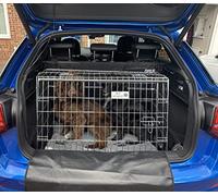 Pet World Medium 34" Sloped Car Dog Crate - Compatible with Audi Q2 (2020) - UK Designed, Steel Travel Cage - Emergency Escape Hatch - Folds Flat - Free Comfort Mat - Easy Assembly