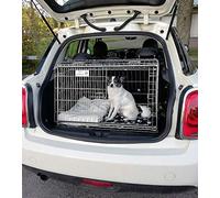 Pet World Small 32" Sloped Car Dog Crate - Compatible with Mini One - UK Designed, Steel Travel Cage - Emergency Escape Hatch - Folds Flat - Free Comfort Mat - Easy Assembly
