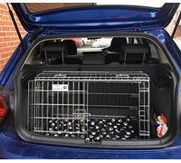 Pet World Small 32" Sloped Car Dog Crate - Compatible with VW Polo SE - UK Designed, Steel Travel Cage - Emergency Escape Hatch - Folds Flat - Free Comfort Mat - Easy Assembly