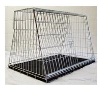Pet World Small 32" Sloped Car Dog Crate - Perfect for Hatchback, Estate & 4x4 Boots - UK Designed, Steel Travel Cage - Emergency Escape Hatch - Folds Flat - Free Comfort Mat - Easy Assembly