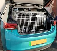 Pet World XL 38" Sloped Car Dog Crate - Compatible with VW ID3 - UK Designed, Steel Travel Cage - Emergency Escape Hatch - Folds Flat - Free Comfort Mat - Easy Assembly